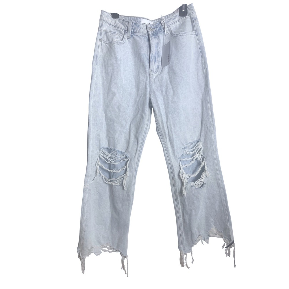 NWT Vervet Light Wash Distressed Crop Wide‎ Leg Jeans 29